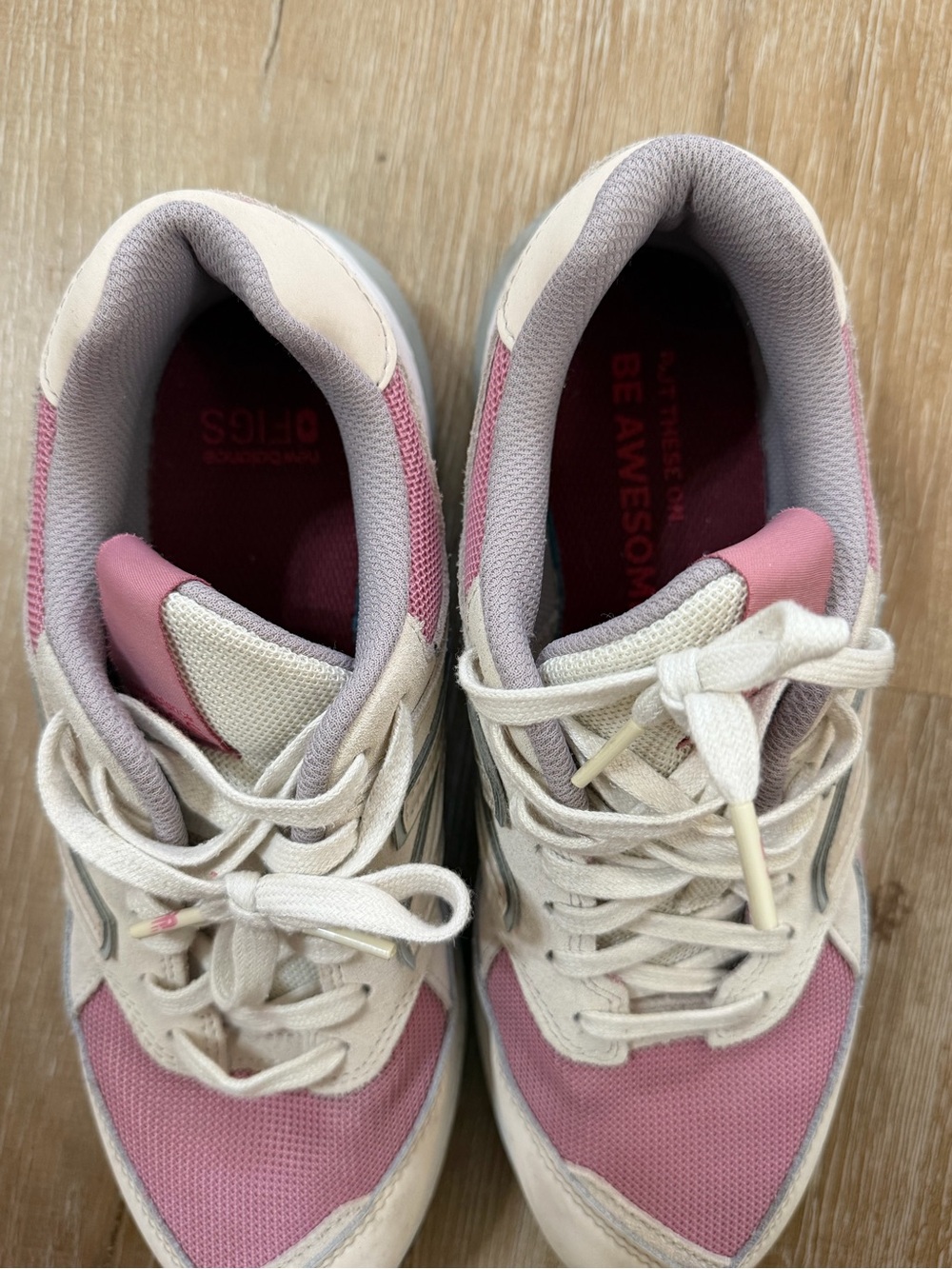 New Balance x Figs  Women's Beige & Pink Retro Run Sneakers - Picture 6 of 10